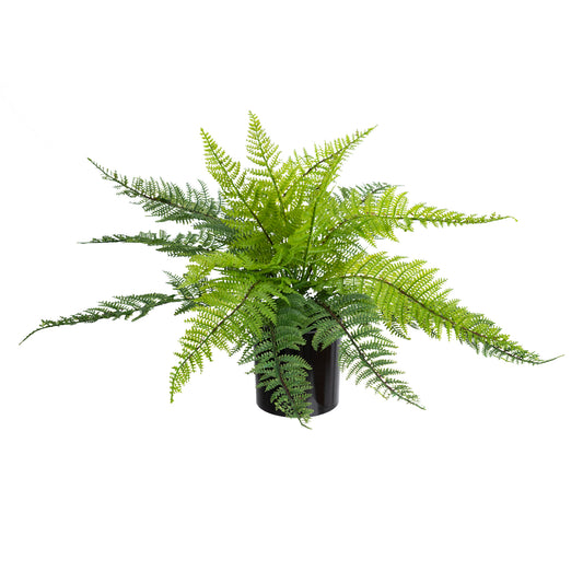 Glamorous Fusion 40cm Leather Fern Bush in Pot - Artificial Flower Arrangements and Artificial Plants