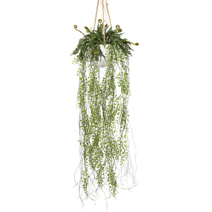 Glamorous Fusion Boxwood Bush in Hanging Planter - Artificial Flower Arrangements and Artificial Plants