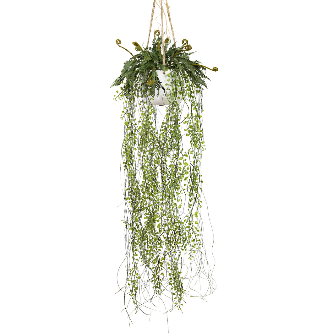 Glamorous Fusion Boxwood Bush in Hanging Planter - Artificial Flower Arrangements and Artificial Plants