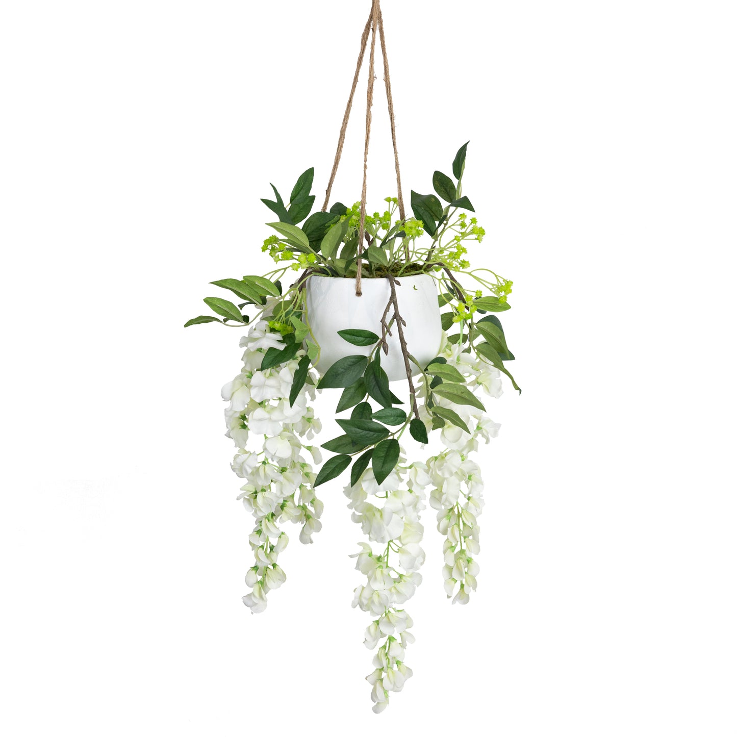 Glamorous Fusion Wisteria in Hanging Planter - Artificial Flower Arrangements and Artificial Plants