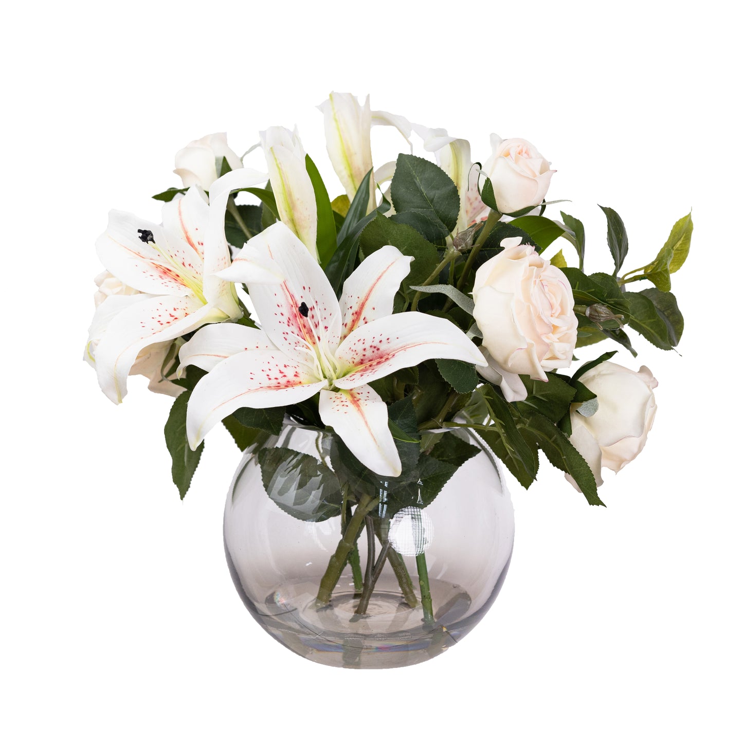 Glamorous Fusion Real Touch Lily & Rose Arrangement - Artificial Flower Arrangements and Artificial Plants