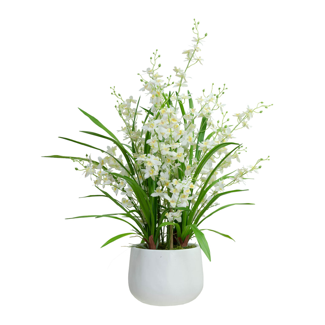 Glamorous Fusion Dancing Lady Orchid in Pot - Artificial Flower Arrangements and Artificial Plants
