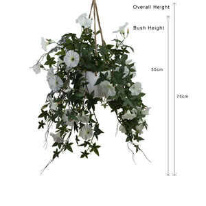 Glamorous Fusion Morning Glory in Hanging Planter - Artificial Flower Arrangements and Artificial Plants