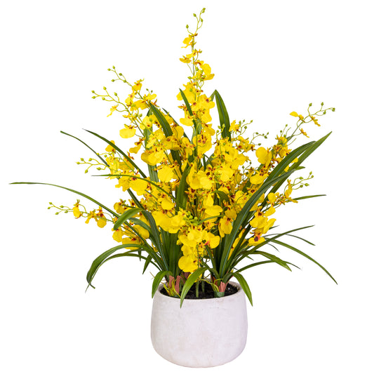 Glamorous Fusion Dancing Lady Orchid in Pot - Artificial Flower Arrangements and Artificial Plants