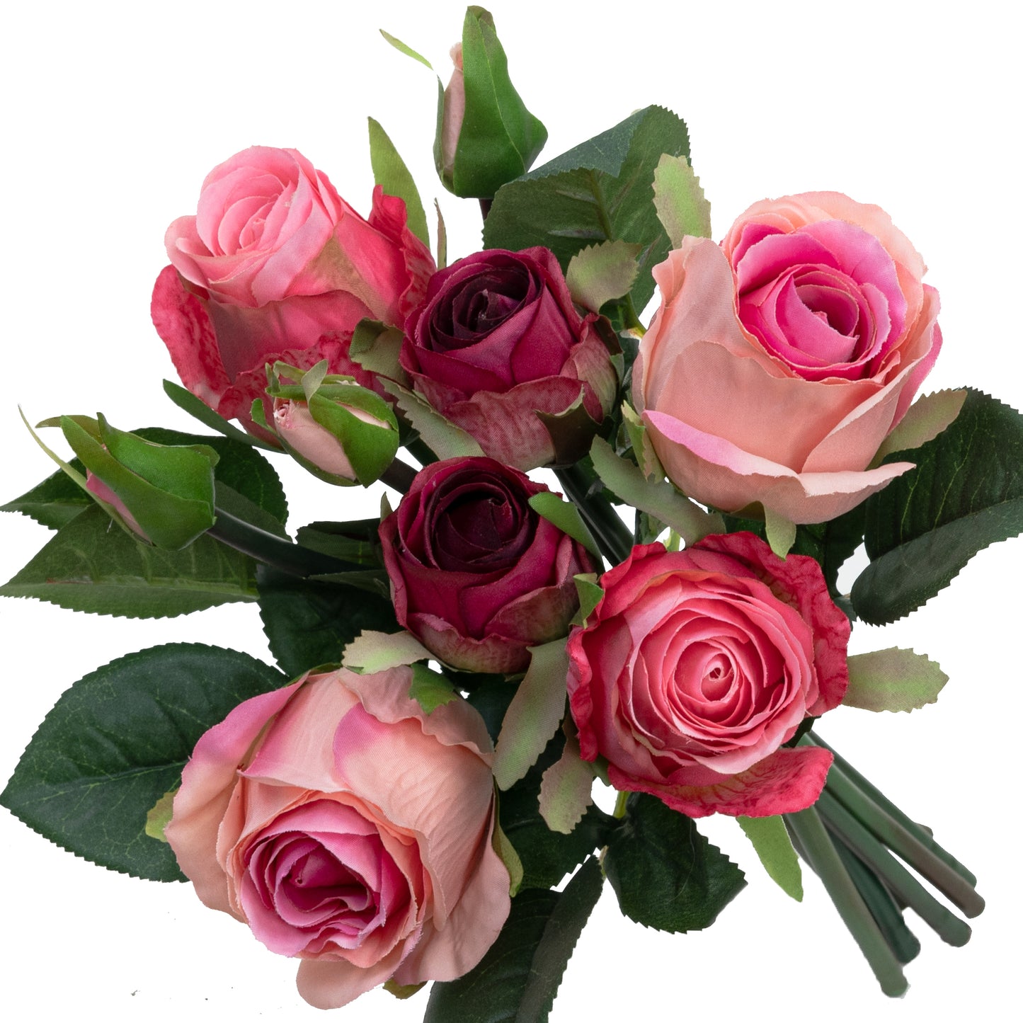 28cm Artificial Rose Bush Pink